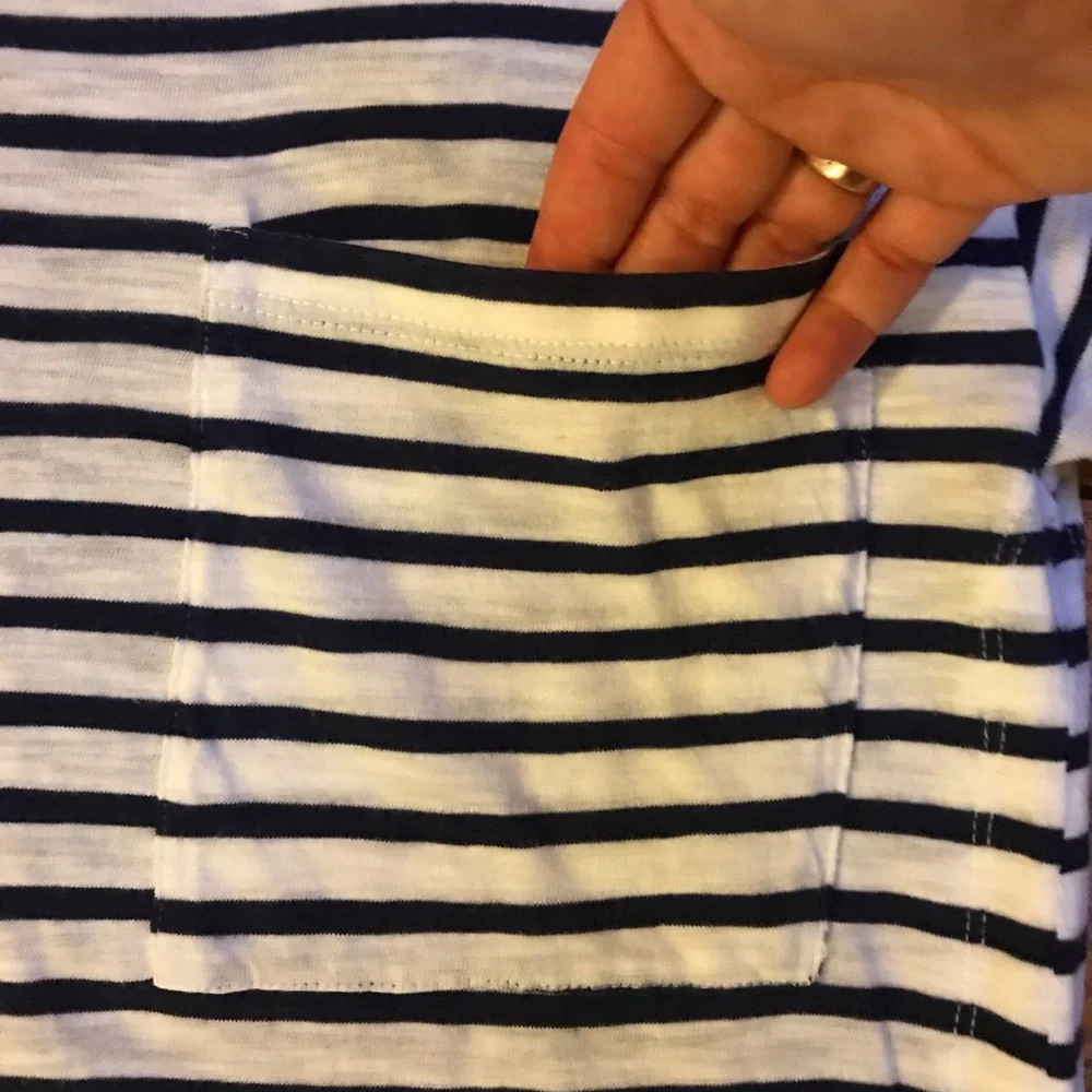 Banana Republic Navy White Striped Relaxed Crew Neck Tee, EUC, XS - Picture 5 of 12